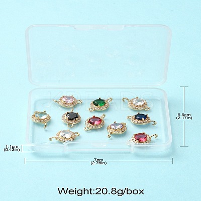 10Pcs Light Gold Plated Brass Pave Cubic Zirconia Connector Charms KK-CJ0002-26-1