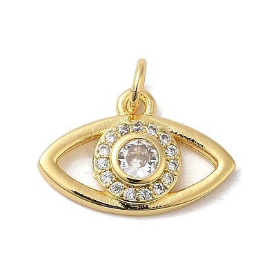 Brass Cubic Zirconia European Dangle Charms KK-K349-24-1