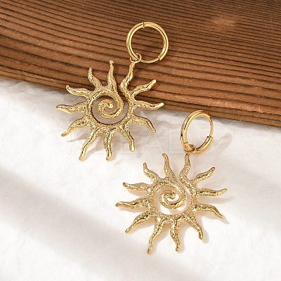 304 Stainless Steel Sun Hoop Earrings EJEW-M073-01G-1