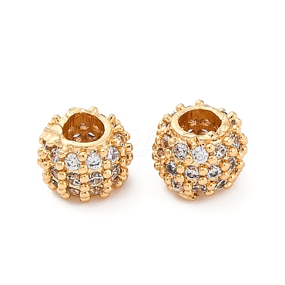 Brass Micro Pave Clear Cubic Zirconia Beads KK-H513-08G-1