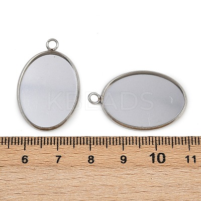 Tarnish Resistant 304 Stainless Steel Pendant Cabochon Settings STAS-G075-21P-01-1