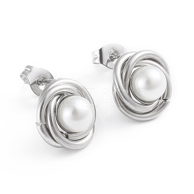 304 Stainless Steel Stud Earrings EJEW-F246-02P-1