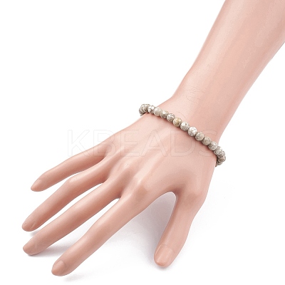 6mm Round Natural Maifanite/Maifan Stone Beads Stretch Bracelet BJEW-JB07088-03-1