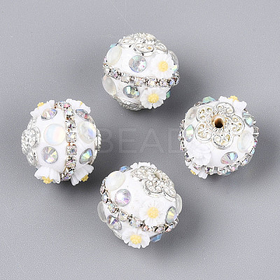 Handmade Polymer Clay Rhinestone Indonesia Beads CLAY-N015-01-1