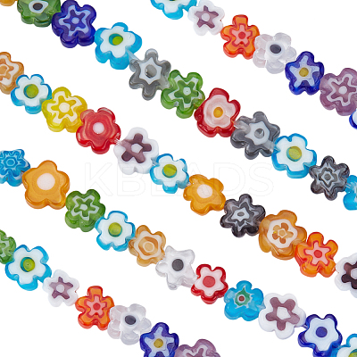 5 Strands Handmade Millefiori Glass Bead Strands LAMP-DR0001-04A-1