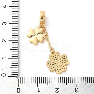 Brass Micro Pave Clear Cubic Zirconia European Dangle Charms KK-G483-13G-1