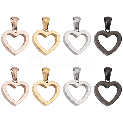 8Pcs 4 Colors 304 Stainless Steel Pendants STAS-DC0006-49-1