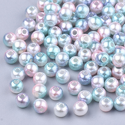 Rainbow ABS Plastic Imitation Pearl Beads OACR-Q174-6mm-05-1