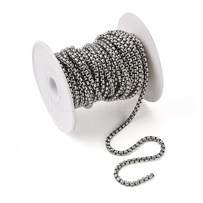 Tarnish Resistant Men's Jewelry Making 304 Stainless Steel Box Chains CHS-A003F-4.0mm-1