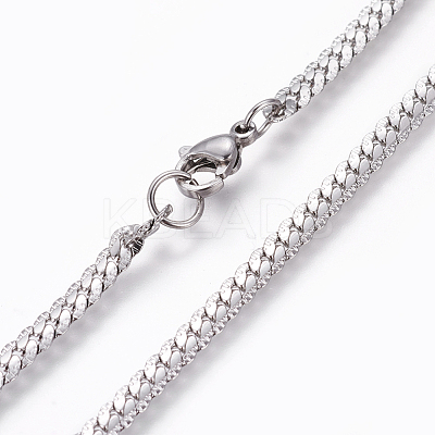 Non-Tarnish 304 Stainless Steel Twisted Chain Curb Chain Necklaces NJEW-L160-004P-1