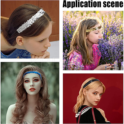 10Pcs 10 Style Wide Stretch Sparkling Headband OHAR-GF0001-27-1