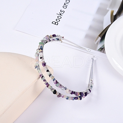 Double Row Natural Fluorite Chip Hair Bands PW-WG21554-09-1