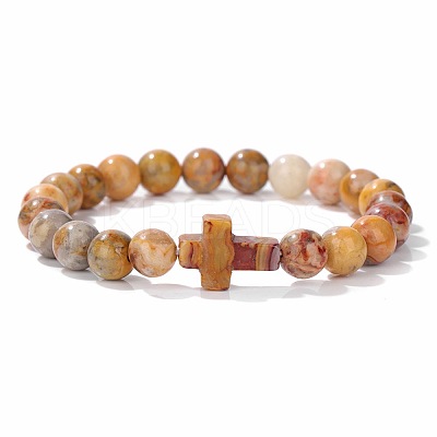 Natural Crazy Agate Round Beads Stretch Bracelets YG0612-8-1