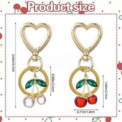 Cherry Alloy & Glass Pendant Decoration HJEW-SW00115-01-1