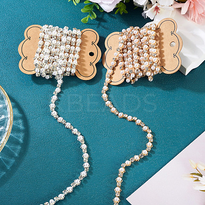 2Pcs 2 Colors Flower Iron Rhinestone Cup Chains FIND-TA0008-01-1