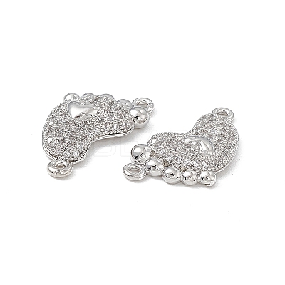 Brass Micro Pave Clear Cubic Zirconia Connector Charms KK-E068-VB032-1