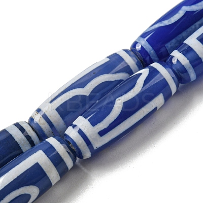Blue Tibetan Style dZi Beads Strands TDZI-NH0001-B13-01-1