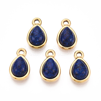 Dyed Natural Lapis Lazuli Teardrop Charms STAS-N109-209B-G-1
