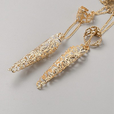 Alloy Flower Bracelet with Finger Nails Tip Claw BJEW-WH0020-66KCG-1