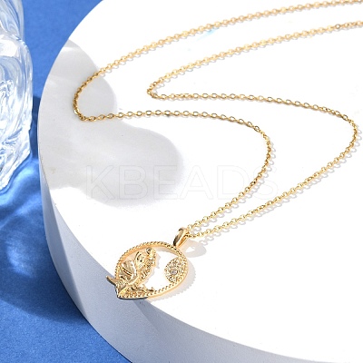 Brass Clear Cubic Zirconia Pendant Necklaces for Women LS-NJEW-B121-01G-02-1