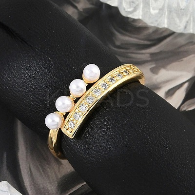 Brass Micro Pave Clear Cubic Zirconia Finger Rings for Women LS-RJEW-R011-08G-02-1