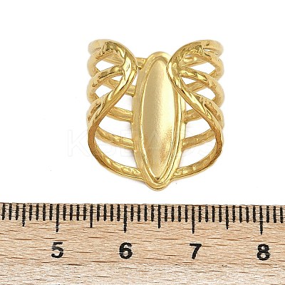 Horse Eye 304 Stainless Steel Enamel Cuff Rings for Women RJEW-G355-04G-1