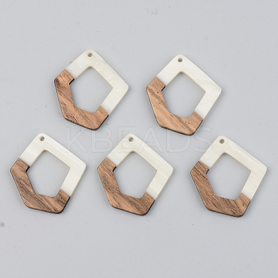 Opaque Resin & Walnut Wood Pendants RESI-S389-004A-C04-1