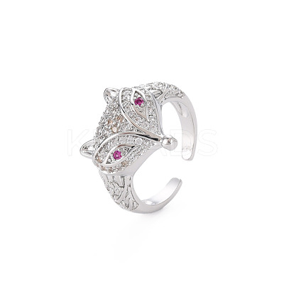 Brass Micro Pave Cubic Zirconia Cuff Rings RJEW-S045-145P-1
