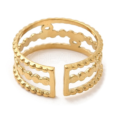 304 Stainless Steel Triple Line Open Cuff Rings for Women STAS-D085-26G-1