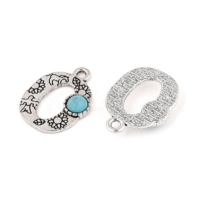 Synthetic Turquoise & Alloy Pendants PALLOY-H146-01AS-O-1