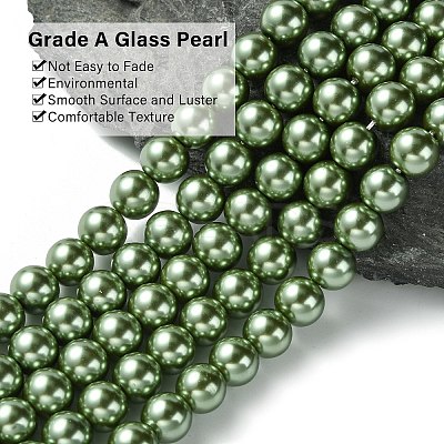 Eco-Friendly  Dyed Glass Pearl Round Bead Strands HY-A002-8mm-RB025-1