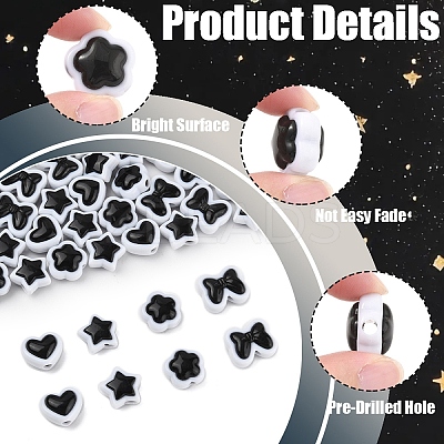 80Pcs 4 Colors Two-tone Acrylic Beads OACR-YW0003-38-1