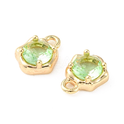Brass Micro Pave Cubic Zirconia Charms KK-L208-10G-05-1