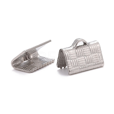 Tarnish Resistant 304 Stainless Steel Ribbon Crimp Ends STAS-E111-01P-1