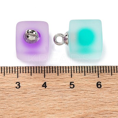 Frosted Resin Cube Pendants RESI-U002-11-1