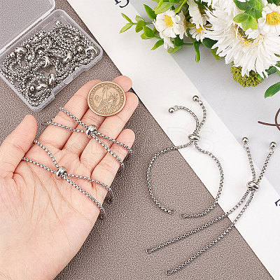 10Pcs Adjustable 304 Stainless Steel Slider Bracelet/Bolo Bracelets Making STAS-BBC0001-63P-1