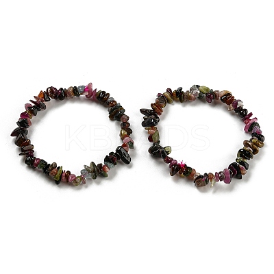 Natural Multicolor Tourmaline Chip Beaded Stretch Bracelet X-G-H294-01A-01-1