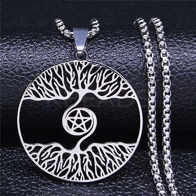 Non-Tarnish 201 Stainless Steel Pendant Necklaces NJEW-C042-07P-1