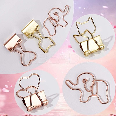14Pcs 2 Style Cat & Heart Iron Binder Clips AJEW-GF0007-05-1