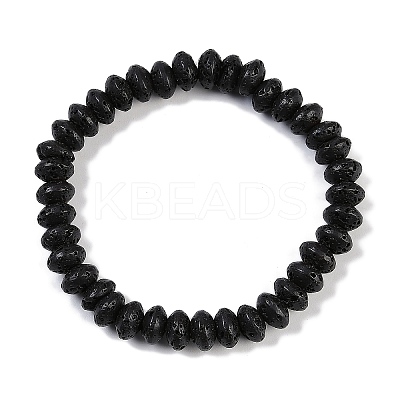 Natural Lava Rock Beaded Stretch Bracelets for Men Women BJEW-G727-01G-1