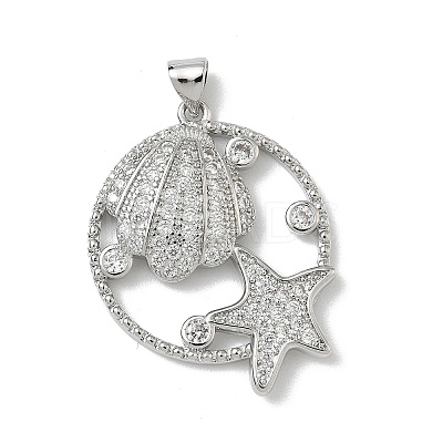 Brass Micro Pave Cubic Zirconia Pendants KK-P330-07D-P-1