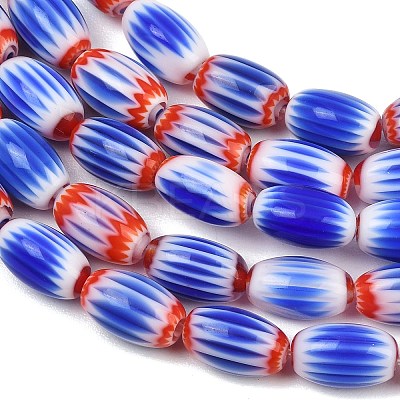 Handmade Millefiori Glass Oval Beads Strands LK-Z001-02B-04-1