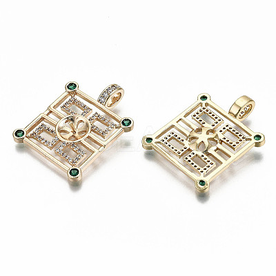 Brass Micro Pave Clear Cubic Zirconia Peg Bails Pendants KK-S356-193G-NF-1