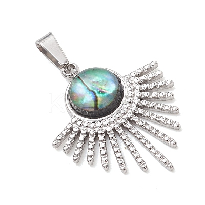 Natural Paua Shell Pendants PALLOY-JF05227-02-1