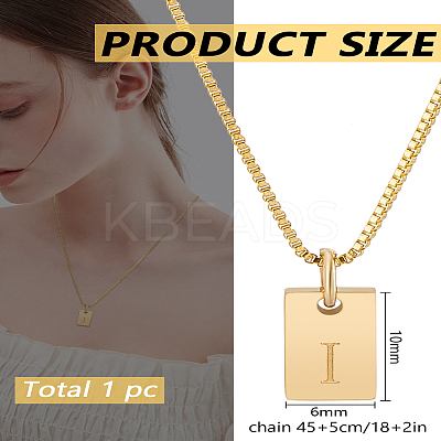 1Pc Stainless Steel Letter Rectangle Pendant Necklaces NJEW-LP0001-34I-G-1