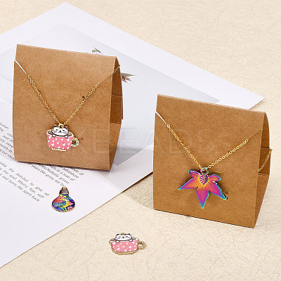 60Pcs Rectangle Foldable Cardboard Necklace Display Cards CDIS-GL0001-02-1