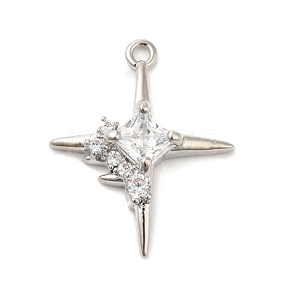 Brass Micro Pave Cubic Zirconia Pendants X-KK-Q772-04P-1