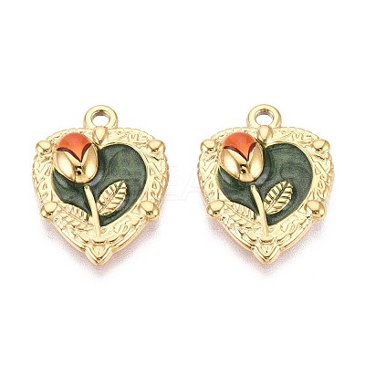 304 Stainless Steel and Enamel Pendants STAS-T068-83A-1