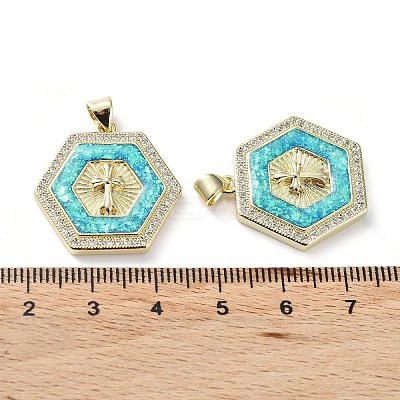 Rack Plating Brass Micro Pave Clear Cubic Zirconia Pendants KK-C041-06B-G-1