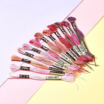 12 Skeins 12 Colors 6-Ply Polyester Embroidery Floss OCOR-FS0001-01A-02-1